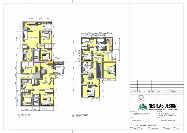 71 Center St Pittsfield floor plan alteration sheet